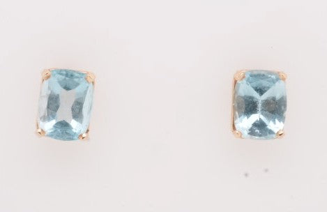 ESTATE LADIES 14K YG AQUA MARINE STUDS