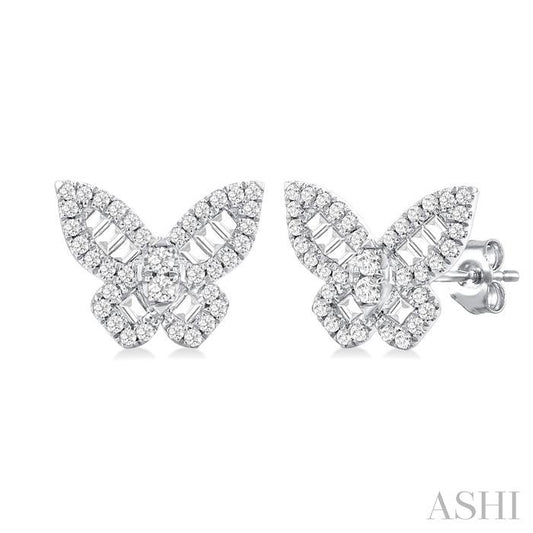 14K WG PETITE BUTTERFLY EARRINGS 0.55CTW