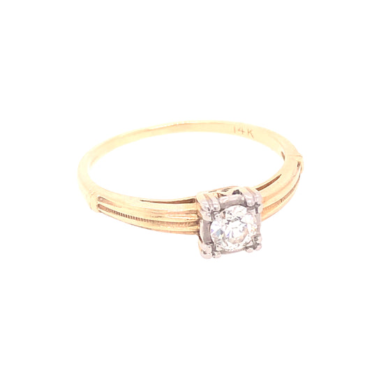 ESTATE 14K YG ROUND DIAMOND RING