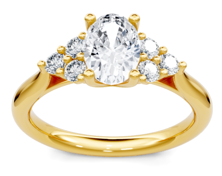14K YG OVAL 3 STONE SEMI 1/4CTW - 1.5