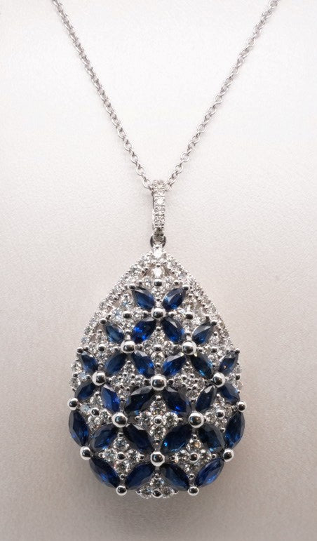 EFFY 14K WG 1.26 CT DIAMOND 4.2 CT SAPPHIRE 18" NECKLACE