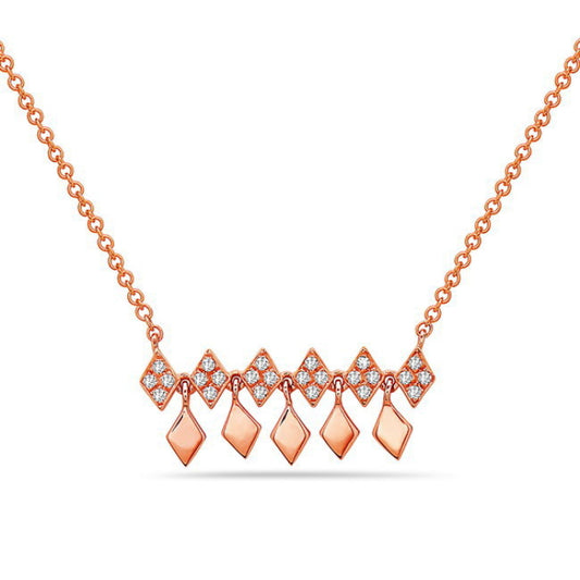 LADIES 14KRG FASHION NECKLACE D=0.07CTW