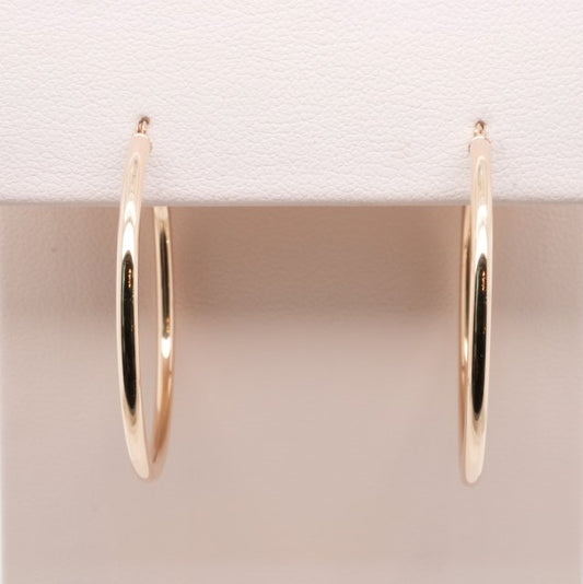 14K YG SHINY TUBE EARRINGS