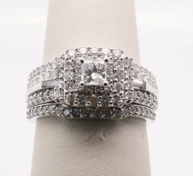 14K WG 1.50 CTW .33 CT CTR DIAMOND WEDDING SET