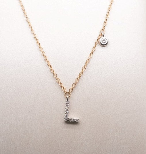 14K YG DIAMOND INTIAL L NECKLACE 0.05CTW