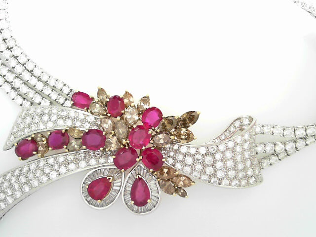 LADIES 18KW/Y RUBIES 18.68CTW DIAMONDS 57.12CTW