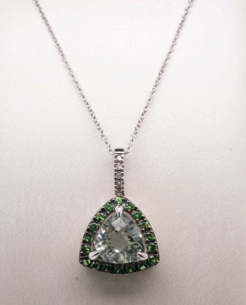 EFFY 14K WG .02 CT DIAMOND 3.02 CT G AMETHYST/TSA PENDANT