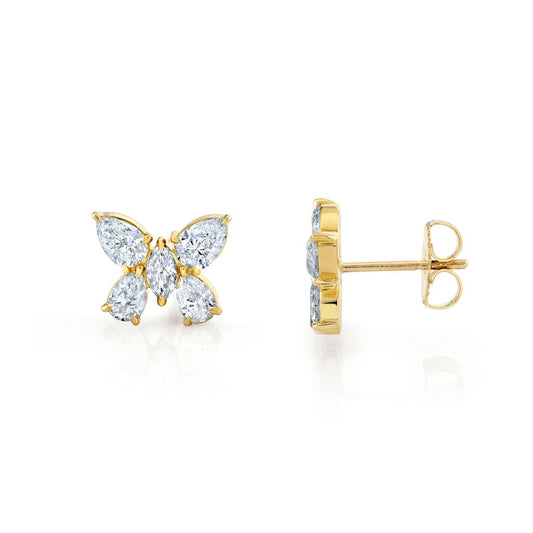 Michael M Montage Butterfly Stud Earrings 18K YG 2.20CTW