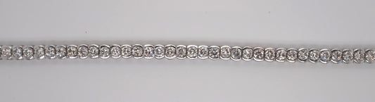 14K WG DIAMOND BRACELET HALF BEZEL APX 6.60CTW SI1/2 G-H