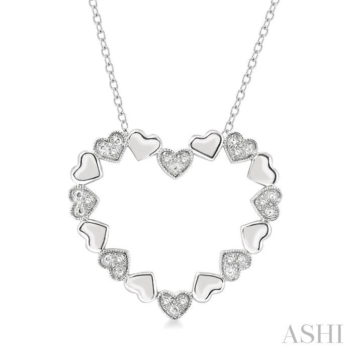 SILVER .05CTW ALT HEART NECKLACE