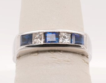 PLATINUM DIAMOND 0.30CTW AND SAPPHIRE BAND 0.61TW