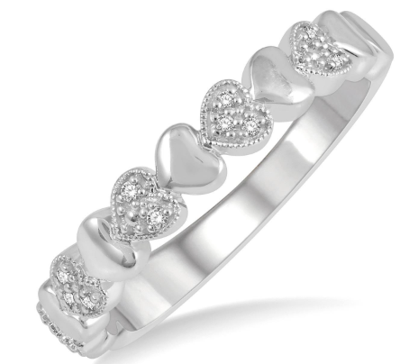 SILVER .05CTW ALT HEART RING