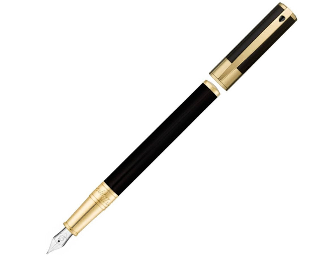 S.T. Dupont D-Initial Fountain Pen Black/Gold, D-260205
