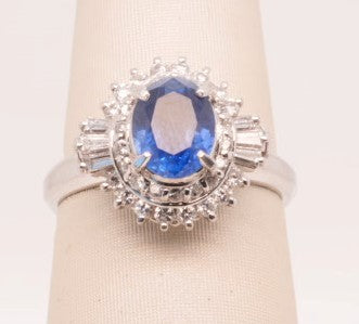 LADIES PLAT RING SAPH 1.68CTW DIAM 0.55CTW
