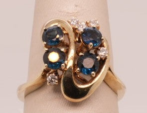LADIES 14K YELLOW SAPPHIRE & DIAMOND  RING