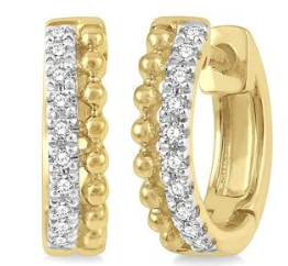 10K YELLOW GOLD HUGGIES PETITE DIAMONDS 0.10CTW