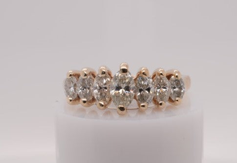 LADIES 14K YG DIAMOND 6 STONE MARQUISE BAND APX 0.80CTW