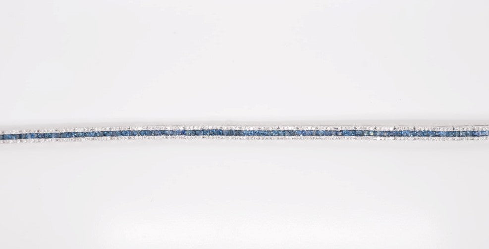 EFFY 14K WG 1.22 CT DIAMOND 2.78 CT SAPPHIRE 7.5" BRACELET