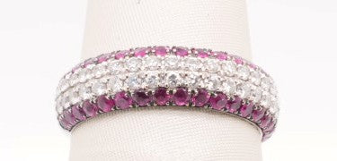 LADIES18K WG  RUBY 0.50CTW DIAMOND 0.40CTW BAND 3.1GRM