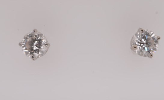 14K WG ROUND DIAMOND STUDS APX 1.20CTW SI2/H