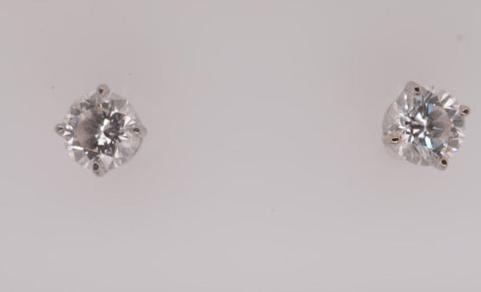14K WG ROUND DIAMOND STUDS APX 1.20CTW SI2/H
