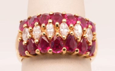 LADIES 18KY RING RUBIES 4.33CTW DIAM 0.67CTW