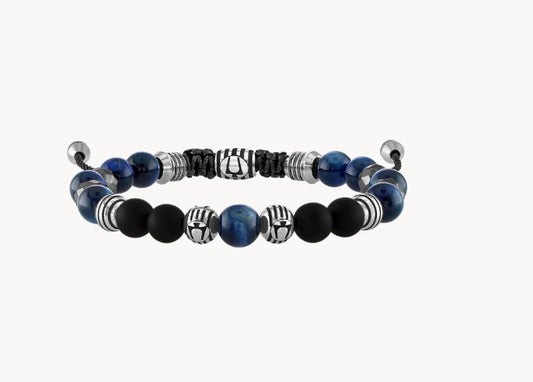 BULOVA 8MM BLUE AGATE CORD BRACELET