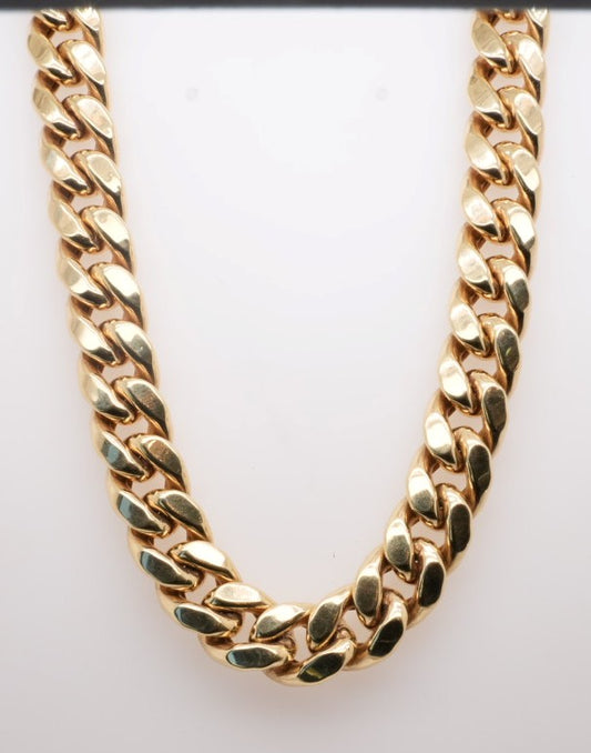 14KY 26" 10.7MM 72.80G SEMI SOLID MIAMI CUBAN CHAIN