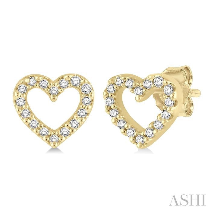 14K YG PETITE HEART EARRINGS 0.10CTW