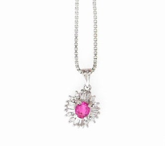 LDS PLAT NECKLACE RUBY 0.36CTW DIAM 0.20CTW