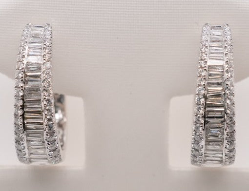 14K WG DIAMOND EARRINGS BGTS 1.90CTW RDS .95CTW 12.97GRM