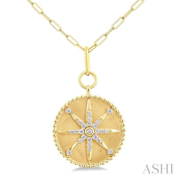 14KT YG COMPASS MEDALLION DIA NECKLACE .25CTW