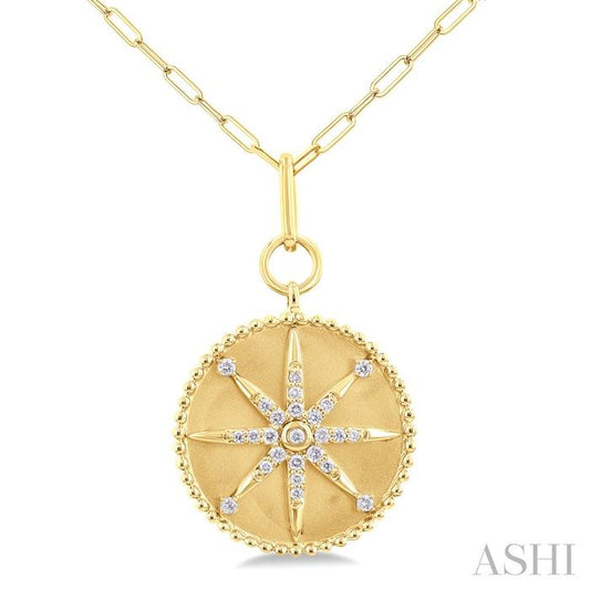 14KT YG COMPASS MEDALLION DIA NECKLACE .25CTW