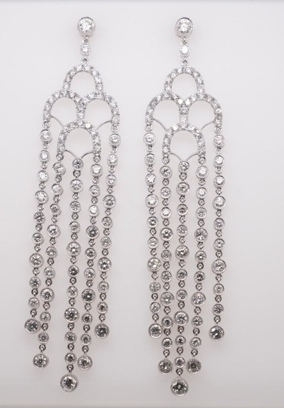 LADIES 18K WG CHANDELIER EARRINGS APX 8CTW