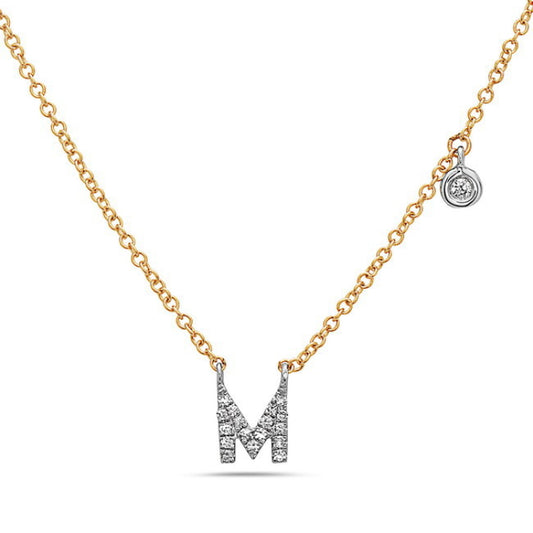 14K YG DIAMOND INTIAL M NECKLACE 0.05CTW