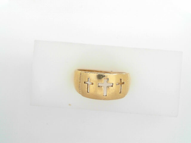 14K YG TRIPPLE CROSS BAND RING