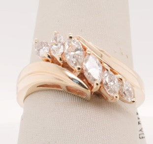 LADIES 14K YG DIAMOND 7 STONE MARQUISE BAND APX 0.88CTW
