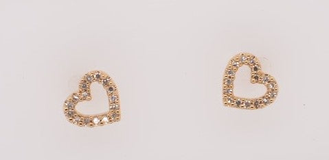 14K YG PETITE HEART EARRINGS 0.10CTW