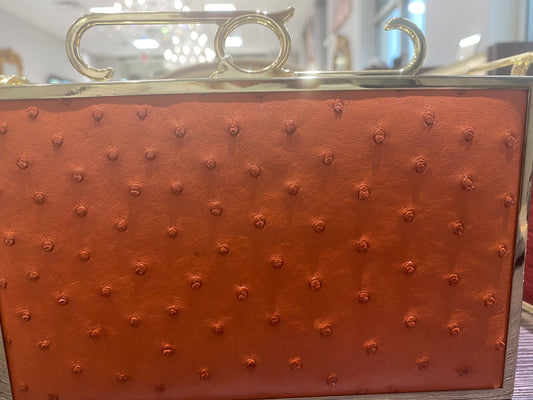 OSTRICH CLUTCH ORANGE