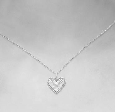 STERLING SILVER DIA CUT HEART NECKLACE .04CT