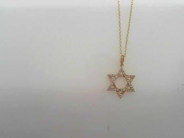 LADIES 14K YG DIAMOND JEWISH STAR PENDANT DIA 0.14CTW