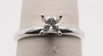 14K WG PRINCESS SOLITAIRE 0.51CTW SI2/G