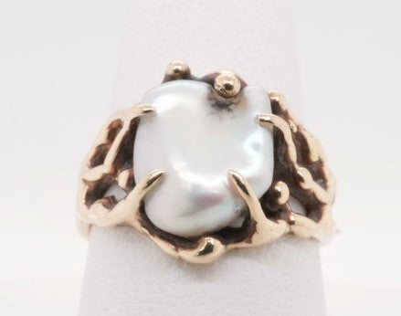 ESTATE LADIES 14K YG MOP RING