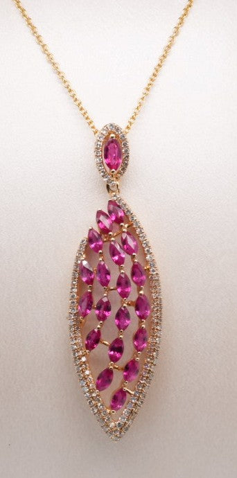 EFFY 14K YG .56 CT DIAMOND 2.38 CT RUBY 18" NECKLACE