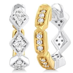 10K TWO TONE HUGGIES PETITE DIAMONDS 0.20CTW