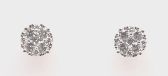 14K WG 1.45 CTW DIAMOND ROUND COMP STUD EARRINGS IGI/HI/I1