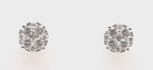 14K WG 1.45 CTW DIAMOND ROUND COMP STUD EARRINGS IGI/HI/I1