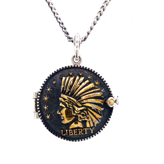 925 KING BABY LIBERTY HEADDRESS LOCKET 24 IN.