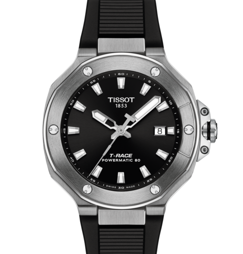 T RACE BLACK STRAP BLACK DIAL