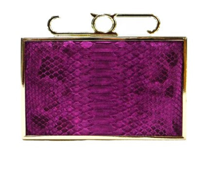 ATTACHE BOX CLUTCH - PYTHON PURPLE